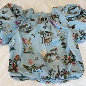 Antonio Melani x Jennifer Sumko Kip Bay Floral Animal Print Puff Sleeve top